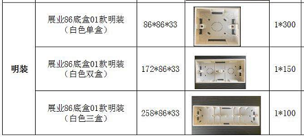 展业底盒参数-明装